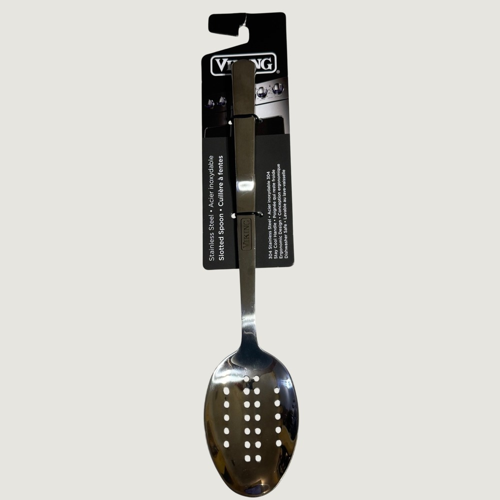 Viking Slotted Spoon Large Silver 304 Stainless Steel Ergonomic Stay Cool Handle